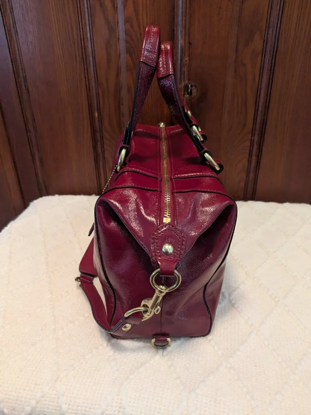 Coach Ashley Red/Burgundy Patent Satchel Bag